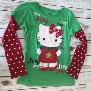 Hello Kitty Christmas Holiday Tee Shirt Girls size large long sleeve joy